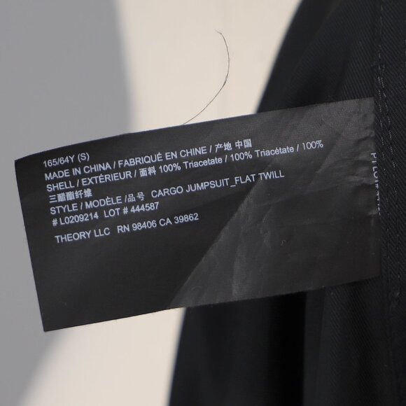 THEORY Cargo Jumpsuit in Twill Sleeveless Belted Lightweight Black Size S - Picture 8 of 8